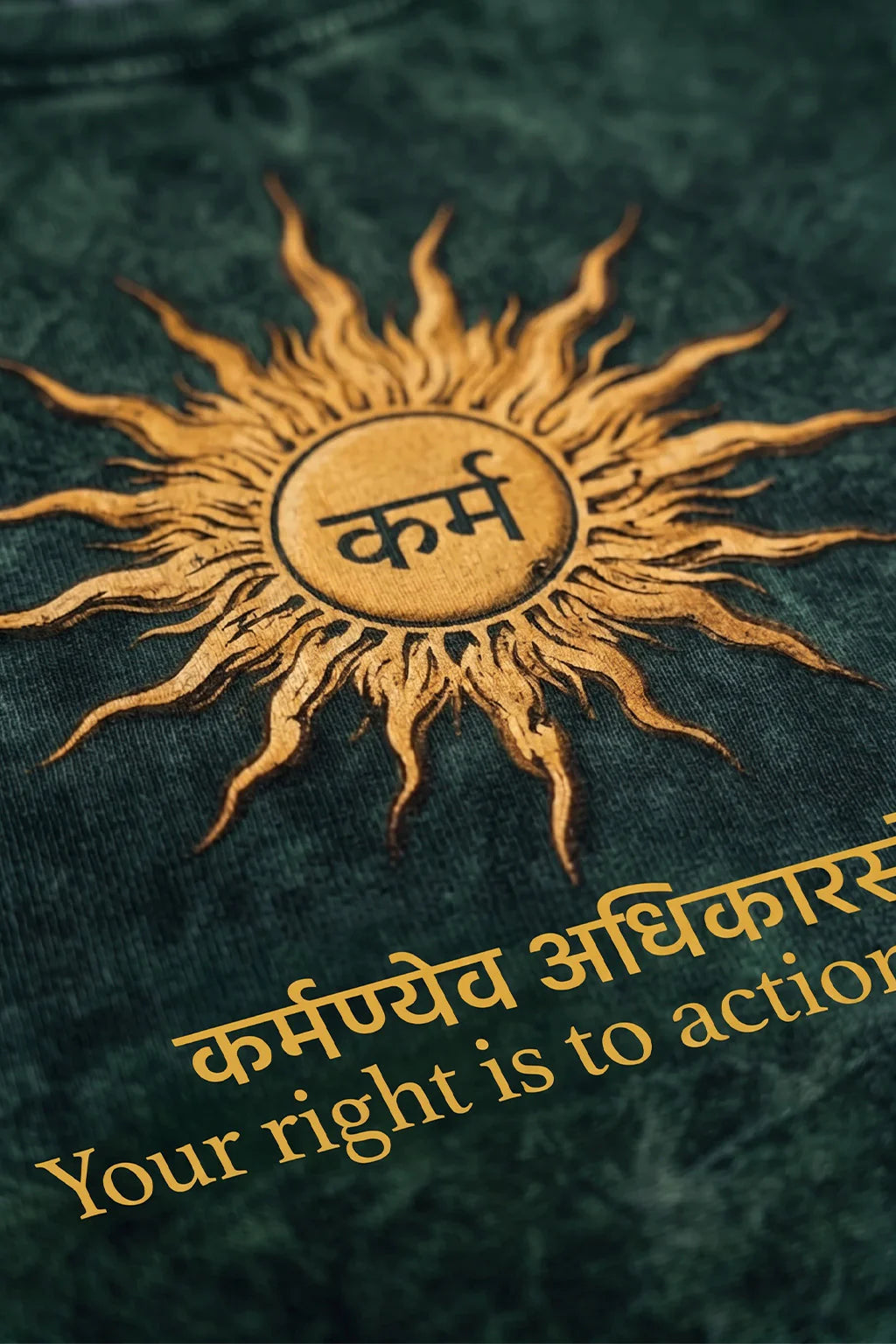 कर्म Green Acid Washed Printed Exclusive T-shirt Epic Collection