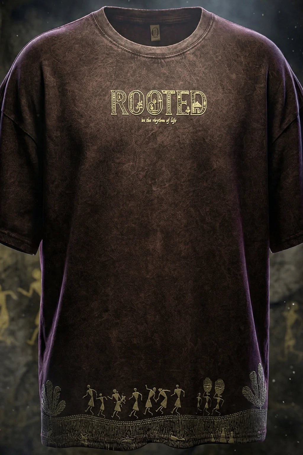 Rooted Brown Acid Washed Printed Exclusive T-shirt Epic Collection