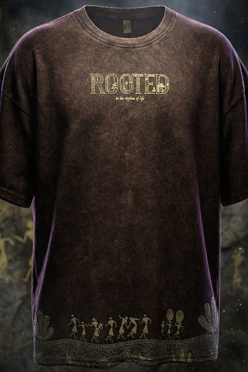 Rooted Brown Acid Washed Printed Exclusive T-shirt Epic Collection
