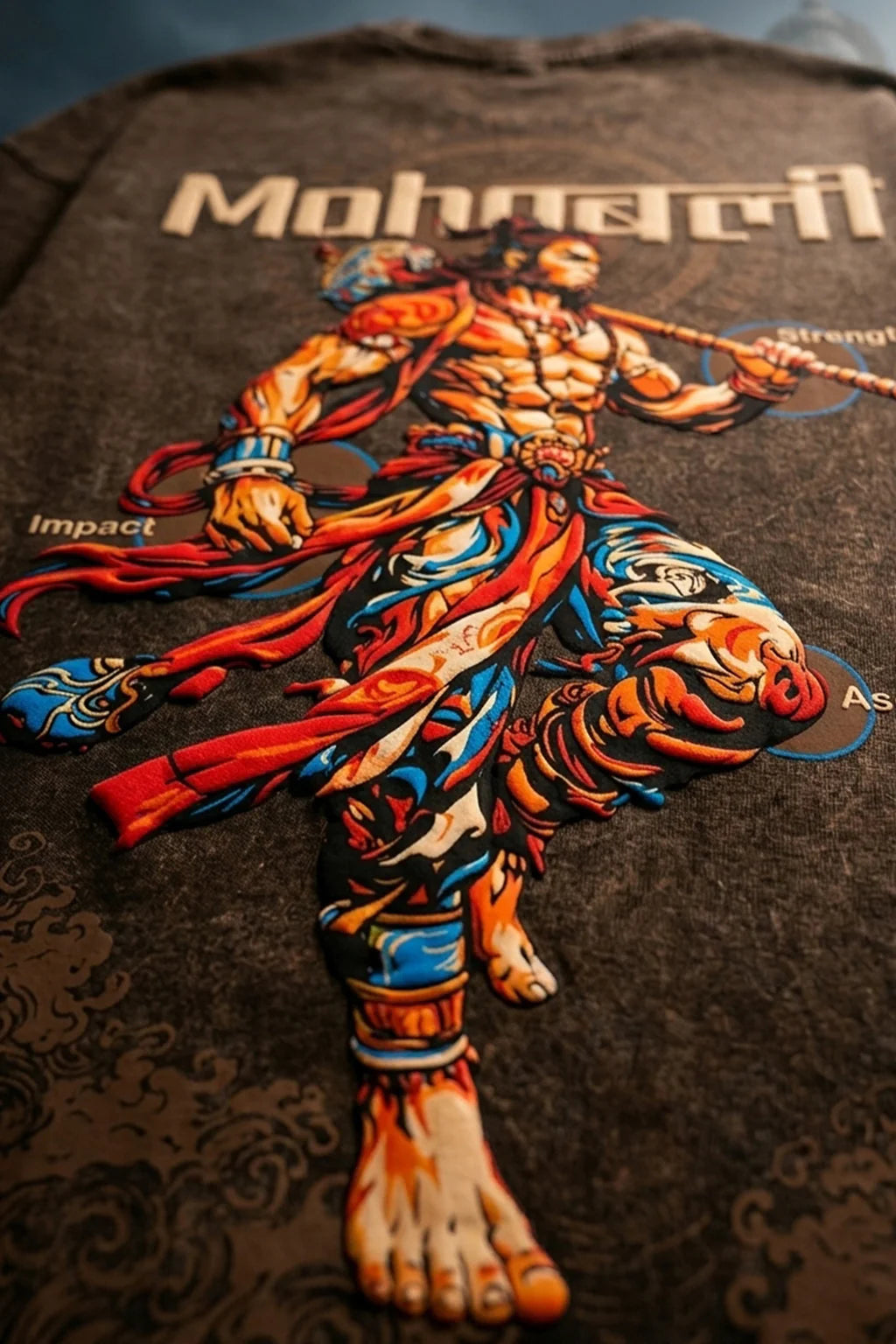 महाबली Brown Acid Washed Puff Printed Exclusive T-shirt Epic Collection