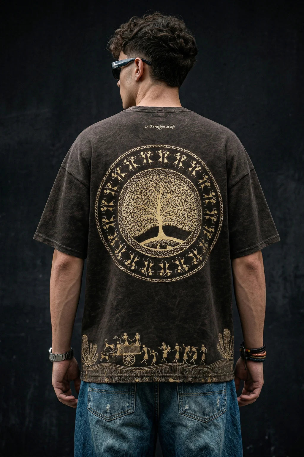 Rooted Brown Acid Washed Printed Exclusive T-shirt Epic Collection