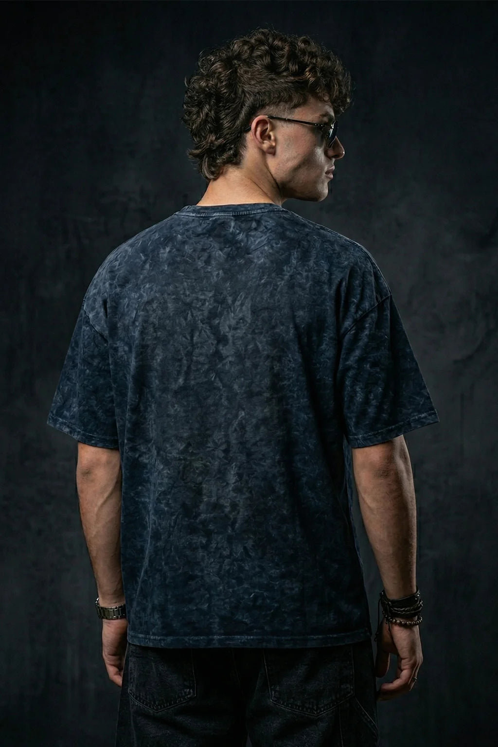 कर्म Navy Acid Washed Printed Exclusive T-shirt Epic Collection